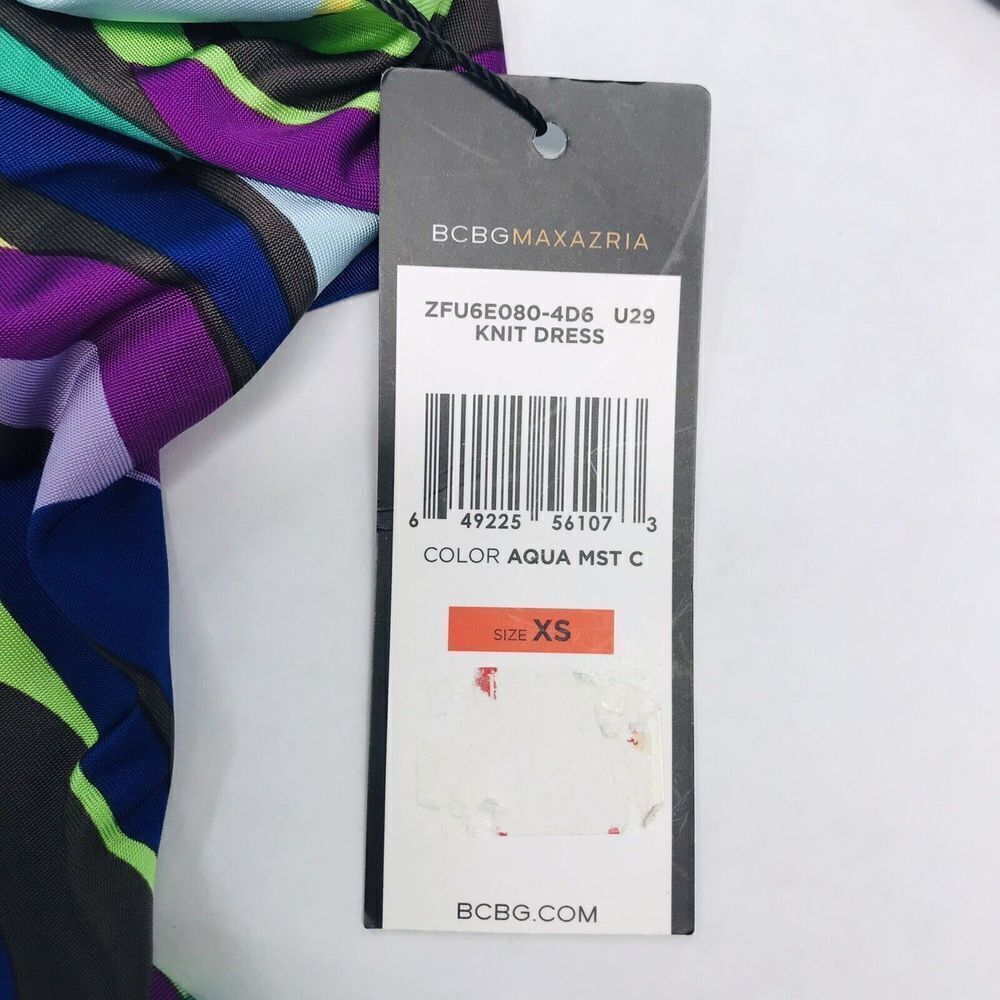 BCBG Maxazria Halter Knit Dress Size XS Multicolored Mini Stretch Open Back - Picture 9 of 16